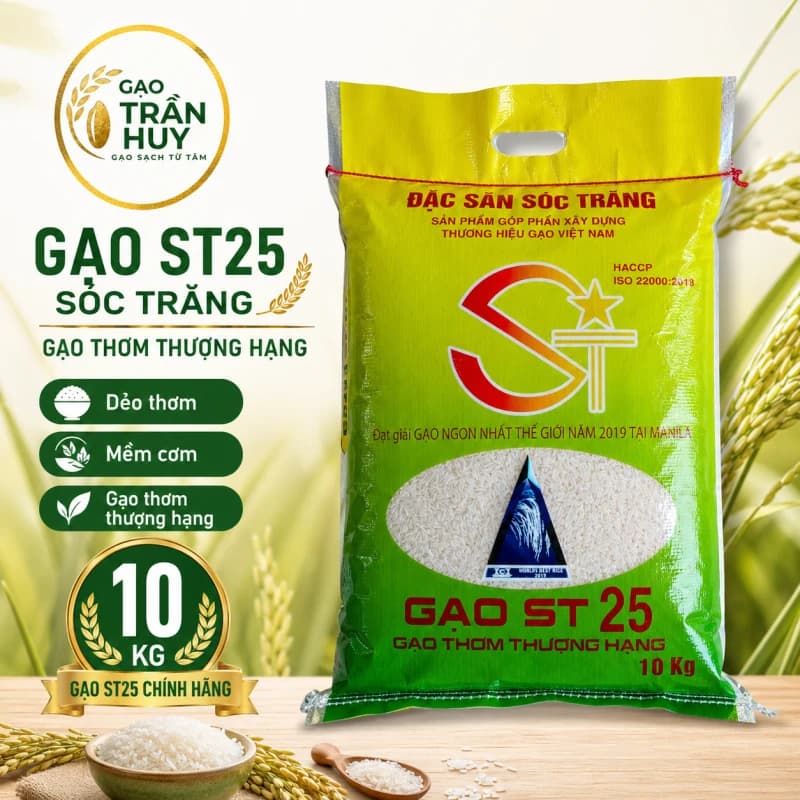 🌾 Gạo ST25 Sóc Trăng Chính Hãng – Gạo Ngon Nhất Thế Giới Cơm Dẻo Mềm Giàu Dinh Dưỡng